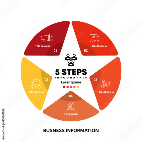 Circle chart infographic template with 5 options for presentations business. shape circle star infographic. Vector illustration Eps	