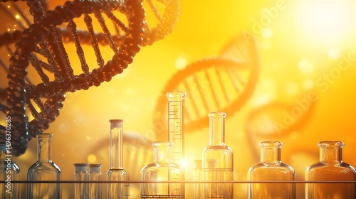 Scientific research lab equipment with dna strands.