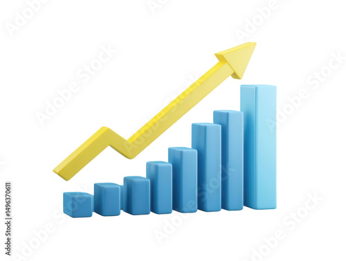 Free Download 3d growing bar chart with arrow up isolated on transparent background - GFXLoad