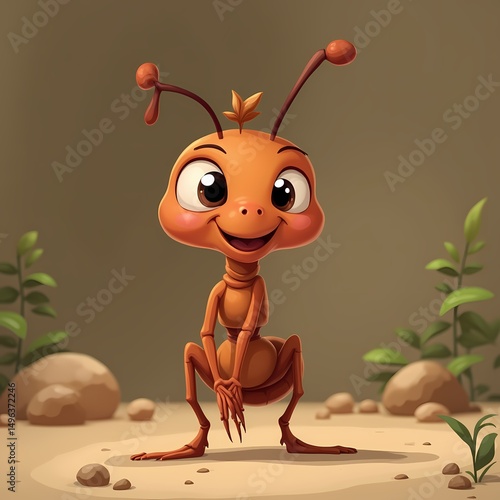 Cartoon Ant Smiling Character Illustration