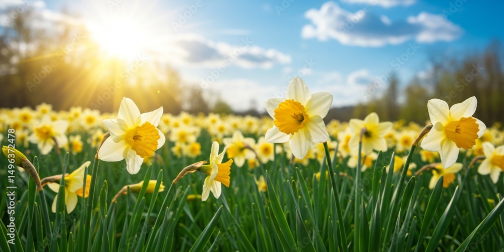Fototapeta premium yellow daffodils in spring