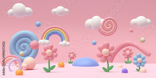 easter eggs on a pink background with flowers