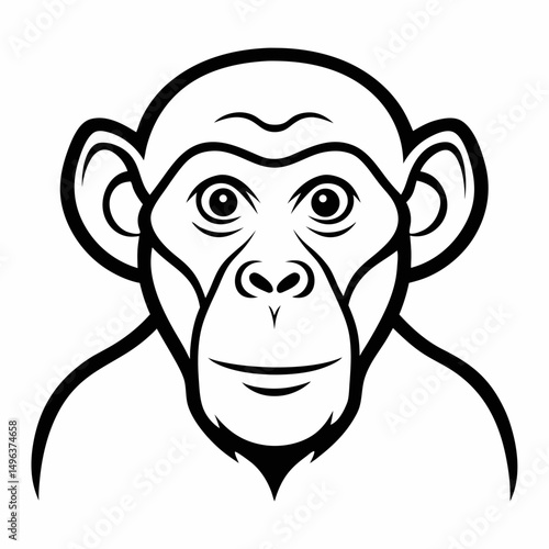 chimpanzee silhouette on white background