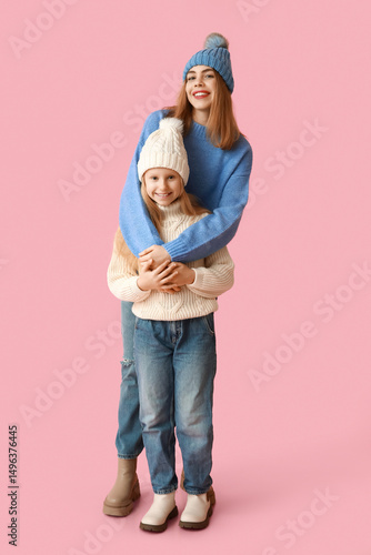 Happy little girl and her m...