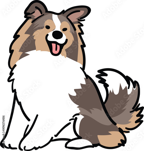Illustration cartoon vector Shelties sheepdog puppy fun smile