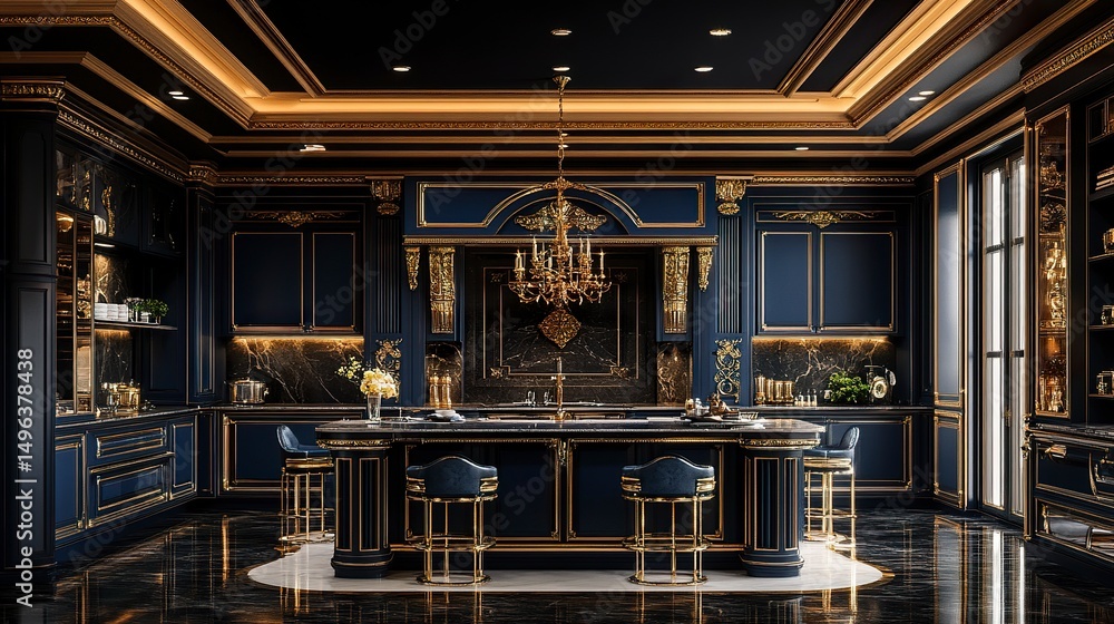 Fototapeta premium A luxurious and beautiful kitchen interior design 