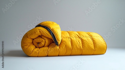 Rolled up yellow sleeping bag