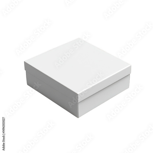 Blank white square gift box isolated on transparent background