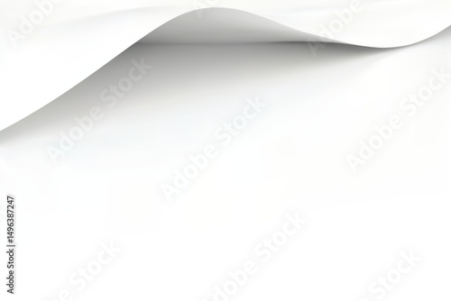 Simple curved white paper sheet background. 3d render curved edge of white paper in a minimalist design. vector illustration.