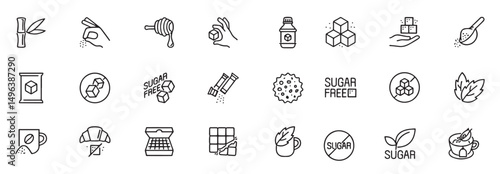 sugar free icons editable stroke mobile web contains such icons as sugar food spoon sack