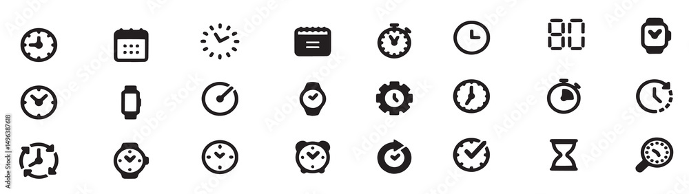 Naklejka premium time clock date icons editable stroke mobile web contains such icons as symbol calendar