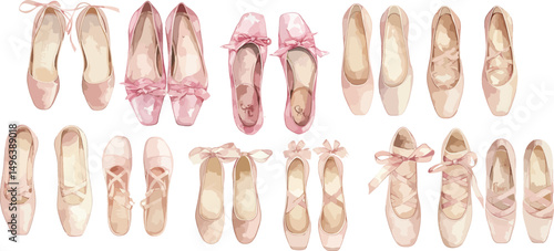 ballet shoes watercolor clipart 