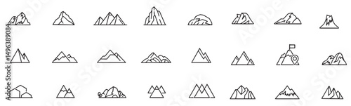 Set mountains with mountain middle vector