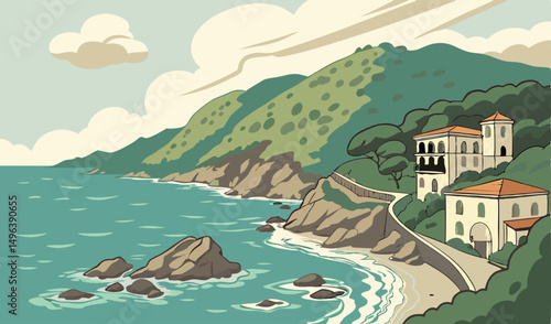 beautiful view on the coast of ischia italy