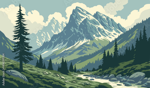 beautiful view of the peaks of the alps