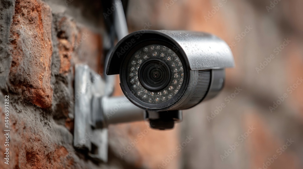 Security Camera on Brick Wall: Surveillance Technology Security Camera on Brick Wall: Surveillance Technology