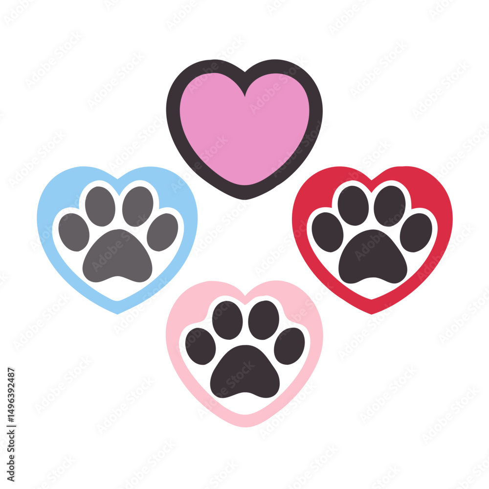 Dog paw print set. Paw icon collection on white background . Vector illustration. Pet paw editable stroke. footprints, Heart with pet paw print dog cat icon, vector illustration. paws prints dog. Dog paw print set. Paw icon collection on white background . Vector illustration. Pet paw editable stroke. footprints, Heart with pet paw print dog cat icon, vector illustration. paws prints dog.