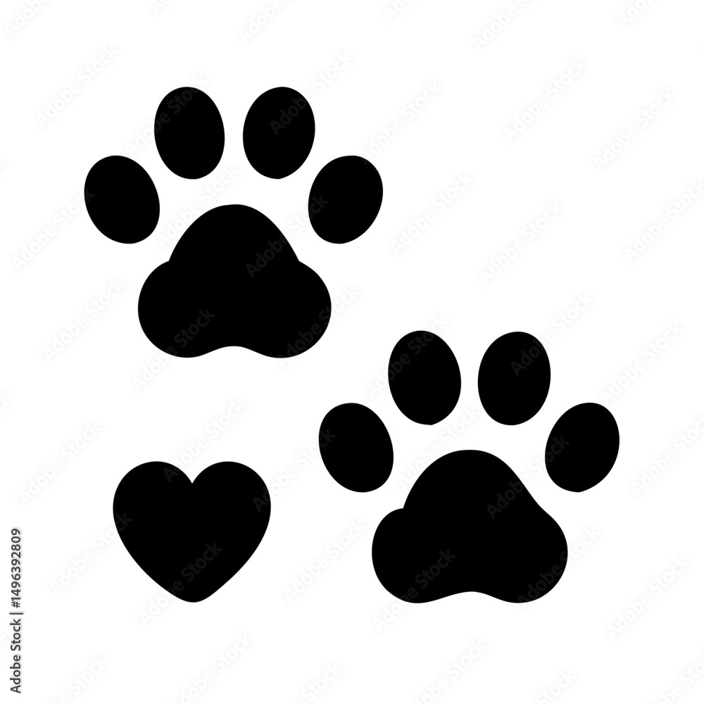 Dog paw print set. Paw icon collection on white background . Vector illustration. Pet paw editable stroke. footprints, Heart with pet paw print dog cat icon, vector illustration. paws prints dog. Dog paw print set. Paw icon collection on white background . Vector illustration. Pet paw editable stroke. footprints, Heart with pet paw print dog cat icon, vector illustration. paws prints dog.