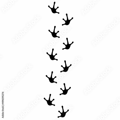 Vector silhouette of a walking frog leg. The soles of the frog's feet on a white background. 