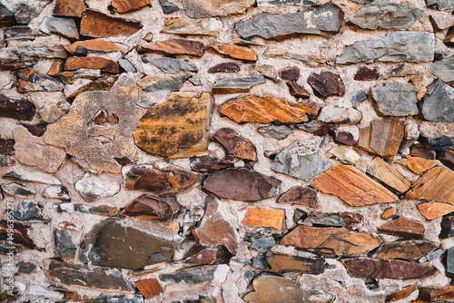 Rough stone wall pattern with brickwork texture