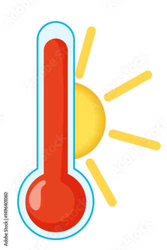 Hot weather indicator, vector illustrations. Extreme Heat, high temperature on measuring sсale. Meteorological measurements weather in summer 