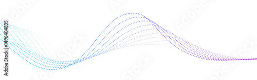 Abstract flowing particles technology line on white background