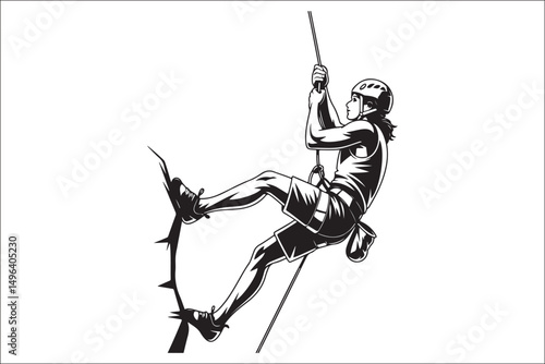 Rock Climber Rappelling Silhouette | Adventure SVG Clipart | Hiking & Climbing Wall Art Design | Digital Download