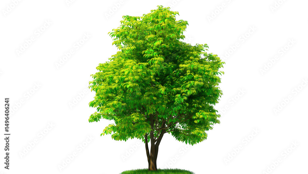 Fototapeta premium Lush Green Tree with Vibrant Foliage on Transparent Background