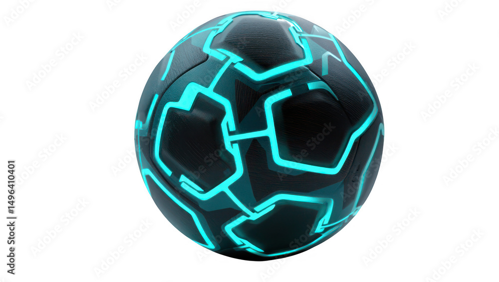 Fototapeta premium Futuristic Glowing Sphere with Geometric Pattern on Transparent Background