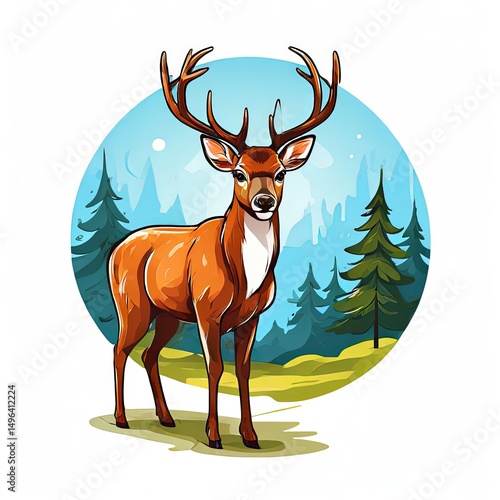 an AI Image Generator, Majestic Buck Standing in a Forest