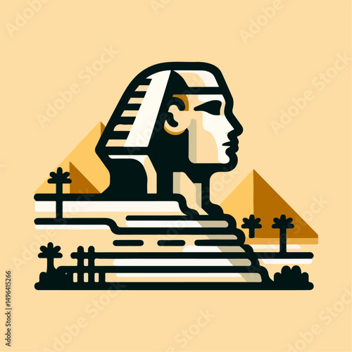 vector illustration of the great sphinx statue of egypt
