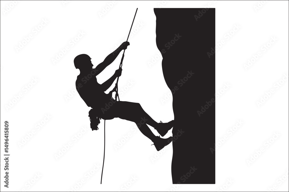 Obraz premium Rappelling Silhouette – Adventure Climber Outdoor Design