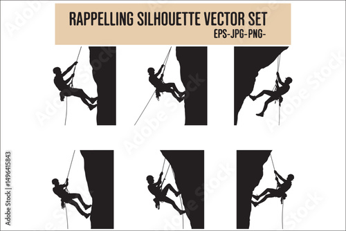 Rappelling Silhouette – Adventure Climber Outdoor Design