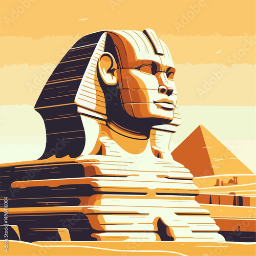 vector illustration of the great sphinx statue of egypt