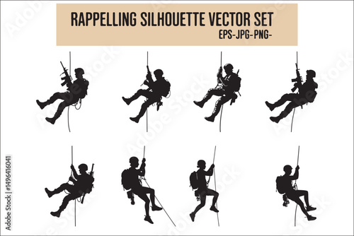 Rappelling Silhouette – Adventure Climber Outdoor Design
