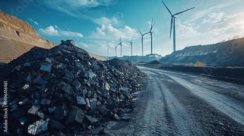 Duality in energy production showing contrasting resources and renewable power