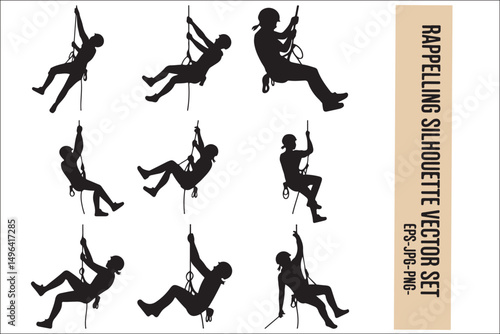 Rappelling Silhouette – Adventure Climber Outdoor Design