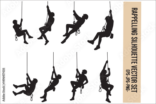 Rappelling Silhouette – Adventure Climber Outdoor Design