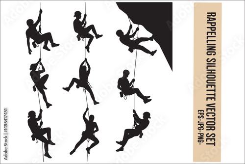 Rappelling Silhouette – Adventure Climber Outdoor Design