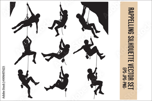 Rappelling Silhouette – Adventure Climber Outdoor Design