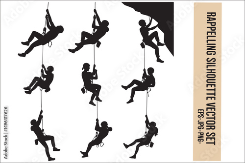 Rappelling Silhouette – Adventure Climber Outdoor Design