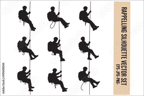 Rappelling Silhouette – Adventure Climber Outdoor Design