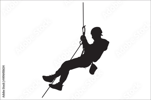Rappelling Silhouette – Adventure Climber Outdoor Design