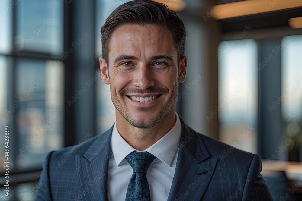 Fototapeta premium Professional Male Executive Portrait in Tailored Suit with Confident Smile