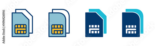 Sim card icon vector isolated on white background. Mobile slot icon. Mobile cellular phone sim card chip.