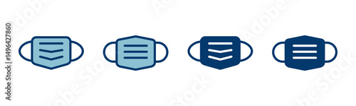 Mask icon vector isolated on white background. Man face with mask icon. Safety breathing masks. Industrial safety N95 mask. Medical mask vector icon.