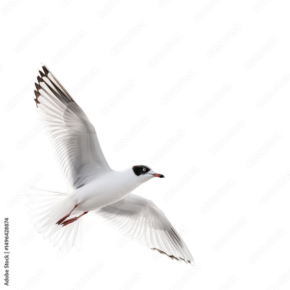 Obraz premium Seagull soaring gracefully on transparent background