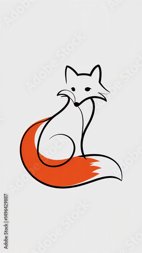 Stylized fox illustration with a vibrant orange tail against a clean background, ideal for modern design themes