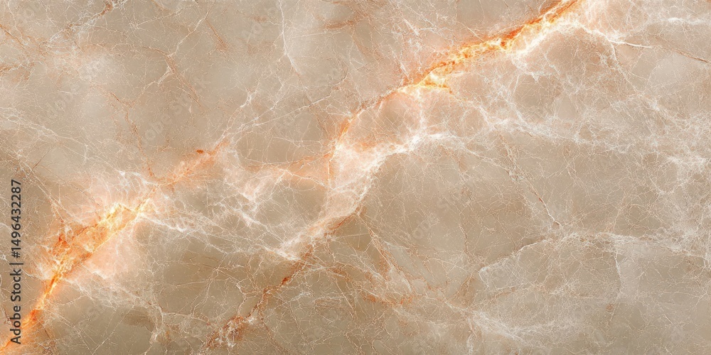 Fototapeta premium close-up of a smooth beige marble surface with natural white and orange veining patterns creating an elegant textured look