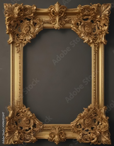Intricate gold baroque scroll frame, vintage design , scrollwork, classic